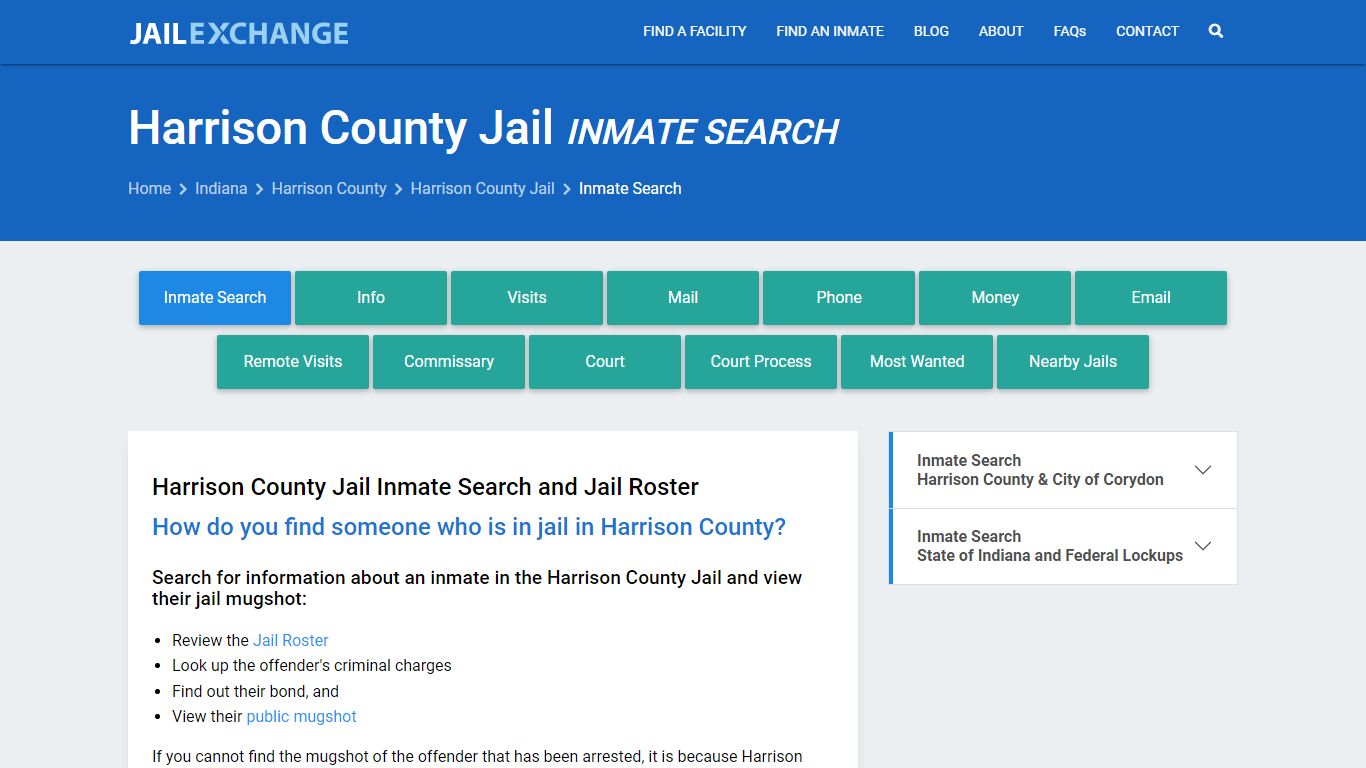 Inmate Search: Roster & Mugshots - Harrison County Jail, IN - Jail Exchange